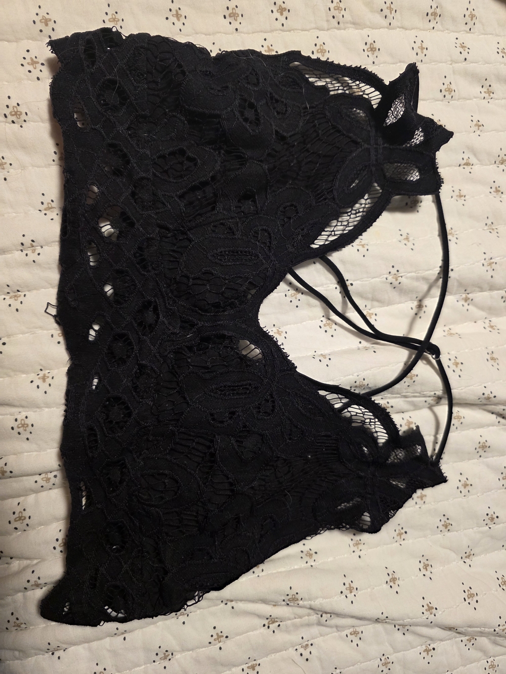 True & Co. Black Lace Bralette with Strappy Back